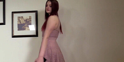 POV cock sucking and ass licking treatment from a redhead harlot on a porn casting