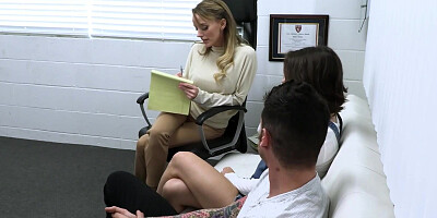 Perv Therapy - Hot MILF Doctor Helps Step Siblings Solve Their Problems With A Passionate Threesome - Pristine Edge