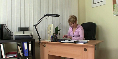 Mature blonde secretary is being fucked by her young boss