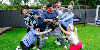 Thick blonde bitch is fucking and riding all over the place