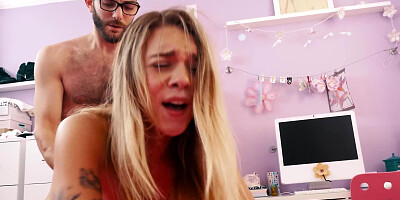 Inked blonde sucks well before having hardcore fucking