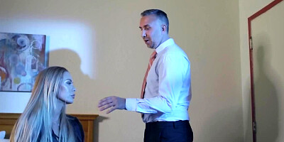 Blonde gets a lot of spunk on her smiling face after sex