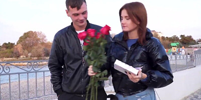 Red-haired babe takes BF's cock at first date