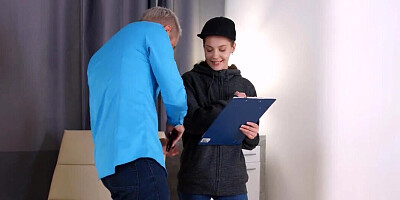 Stud drags naive courier into sex full of rimming