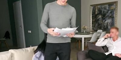 Naive poet permits rich stranger to fuck his black-haired GF