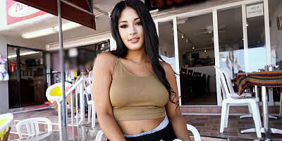 Latina lady is asked to show her blowjob skills before sitting on his stiff rod