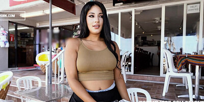 Latina lady is asked to show her blowjob skills before sitting on his stiff rod