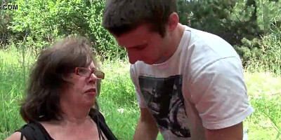 Nothing feels better than grandma's cunt outdoors