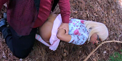 Stepdad Jizzed on my Dirty Ass, Ebony Daughterinlaw Msnovember Booty Sprayed with Jizz in Forest