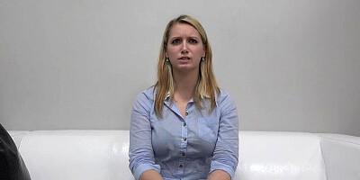 Bootylicious blonde is spanked while riding cock at porn casting