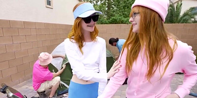 Scarlet Skies and Amber Chase are fucked by their kinky stepdads