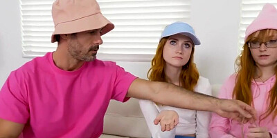 Scarlet Skies and Amber Chase are fucked by their kinky stepdads