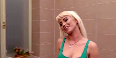 Cute blonde gal made the cock moist before bending over for anal shafting