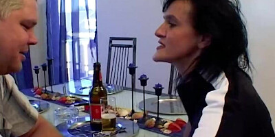 A super busty and good looking German lady gets a big facial