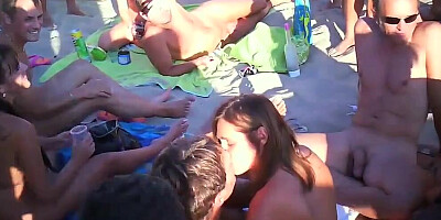 Slutty chicks are craving for some cock on a beach party