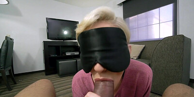 My blonde stepsis lets me touch her big tits n shaved pussy