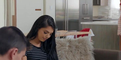 Mercedes Carrera and Gina Valentina share Jordi's massive white cock