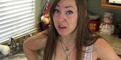 MILF Princess Kristi is fucked in the kitchen by her kinky stepson