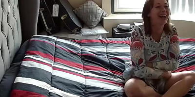 Hot brunette MILF caught cheating still wearing blue dress