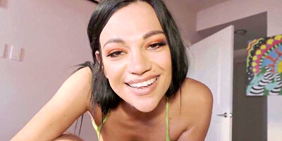 Mona Azar sucks hard prick and spanks herself while riding
