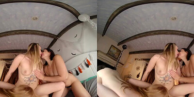 Smoking hot babes are getting shagged hard in this VR video