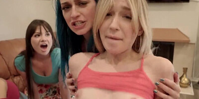 Lucky bloke is about to enjoy a reverse gangbang with a couple of hot chicks