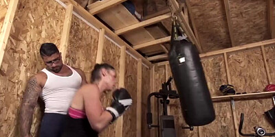 Petite teen chick is being tongue-fucked by a horny muscled man