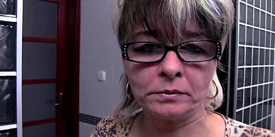 Grey Haired Stepmom Fucks Her Bathroom Jerking Stepson