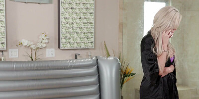 Blonde cougar loves being intimate with young fellows when her hubby's away