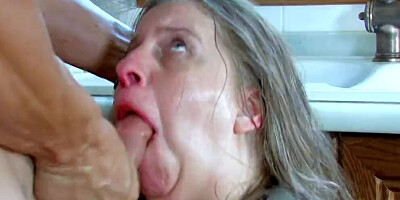 Fat French milf likes to be fucked in the kitchen by a younger cock