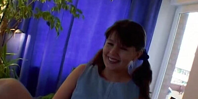 A hot brunette babe from Germany sucking a hard dick in POV