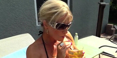 Amanda Verhooks seduces stepson and fucks him after a hot strip dance