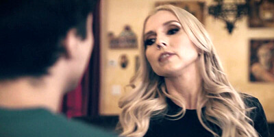 Blonde MILF is shared between her husband and stepson in a threesome