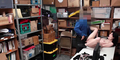 Shoplifter Ivy Aura is stripped naked and fucked in the office
