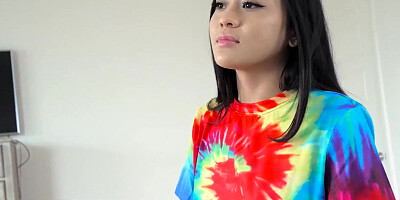 Asian cutie Jasmine Grey polishes hard cock and gets fucked