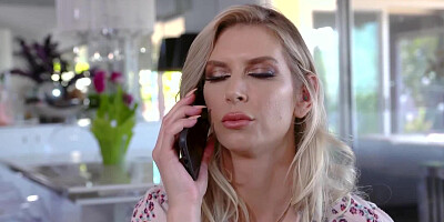 Horny blonde MILF asked stepson to help her relax and relieve her sexual tension