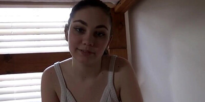 Cute brunette is begging her stepbrother for some hot morning shag