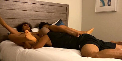 Lucky Guy Feasts on Two Black Pussies - Lustery