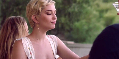 Short-haired blonde Skye Blue is fucked on a sunny day