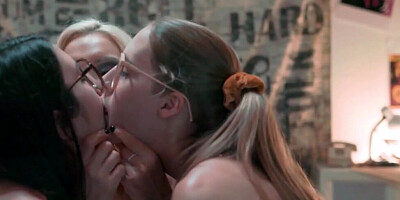 Two teen chicks are learning about the pleasures of pussy licking from a MILF