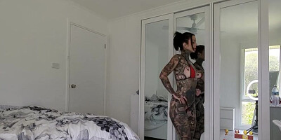 Red and Black Micro Bikini Try On Haul with BIG TITS Melody Radford