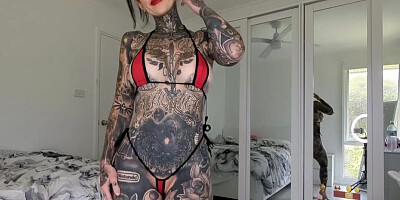 Red and Black Micro Bikini Try On Haul with BIG TITS Melody Radford