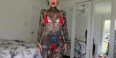 Red and Black Micro Bikini Try On Haul with BIG TITS Melody Radford