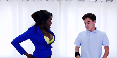 Black babe Osa Lovely is being dicked down by hung nerdy white boy