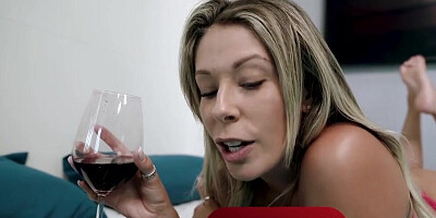 Nikki Brooks in Hot Step Mom is Stuck in the Office Couch