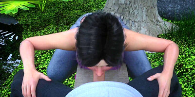 Milfy City # 21 Step sister decided to give an amazing blowjob near the lake at night