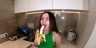 Sexy girl with big juice ass and perfect natural tits sucks big dick and fucks in doggy