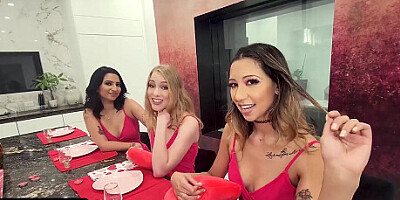 Naughty Friends Kallie Taylor, Kimora Quin And Kiana Kumani Play With Their Landlord's Cum