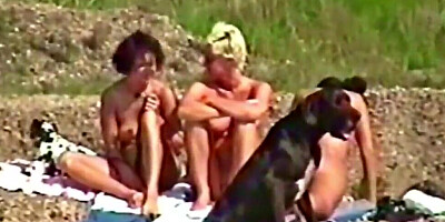 Voyeur is secretly filming those naked ladies on a nudists beach