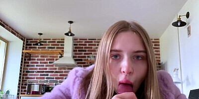 Winter in Europe! Slut CALIFORNIABABE warmed up with a pink fur coat!